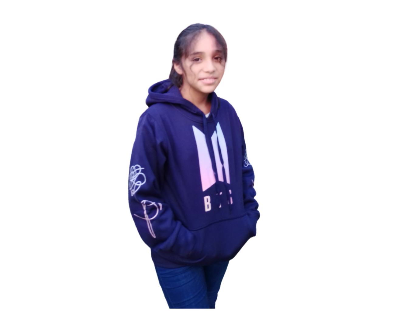 POLERA CON CAPUCHA BTS ROSADA
