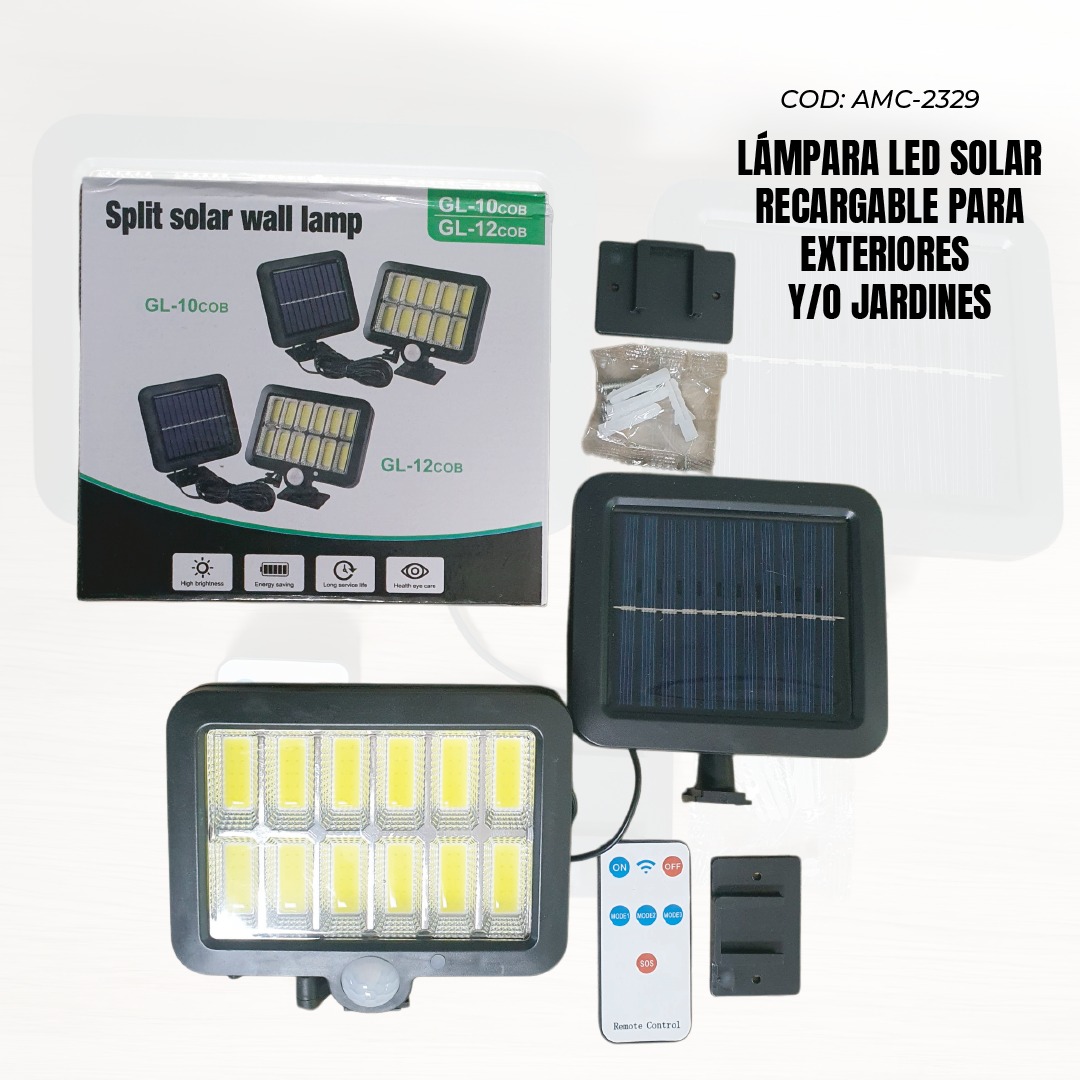 LAMPARA LED SOLAR RECARGABLE PARA EXTER